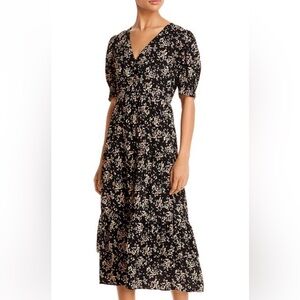 ba&sh Floral Midi Dress • Black & Blush • Effortless French Style